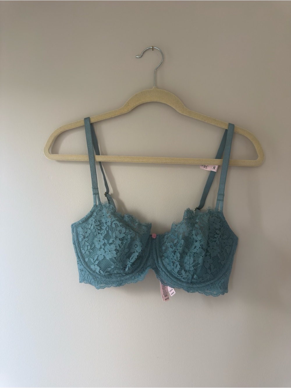 Victoria Secret Dream Angels push up w/o padding Lace Underwire Bra - Teal Blue